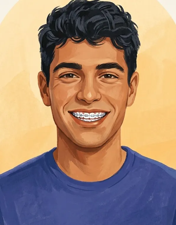 Ilustración de un paciente sonriente, dentista en Manzanares